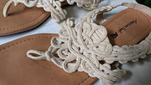 Load image into Gallery viewer, American Eagle Tan Embroidery Slingback Sandals sz8
