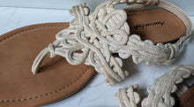 Load image into Gallery viewer, American Eagle Tan Embroidery Slingback Sandals sz8
