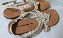 Load image into Gallery viewer, American Eagle Tan Embroidery Slingback Sandals sz8
