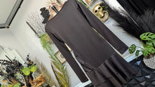 Load image into Gallery viewer, Monkl Black Side Rouched Midi Drop Waist Dress MD NWT
