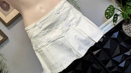 Madden Girl White Pleated Military Pleated  Denim Skort LG NWT