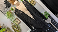 Black Lace Draped Surplice Long Blouse Top 2X