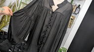 Torrid Black Poet Sleeve Sheer Blouse 3XL (broken cuff buttons)