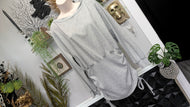 Grey Cinched Side Rouched Long Sleeve Sweater Top 1XL