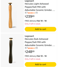 Load image into Gallery viewer, Legnoart Tall Wood Spice Grinder
