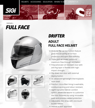 Load image into Gallery viewer, Sigi "Drifter" Motorsports Adult Helmet (some inside wear)

