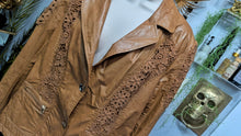 Load image into Gallery viewer, Point Zero Caramel Tan Pu Leather Embroidery Jacket LG *FLAW*
