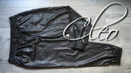 Cleo Black Faux Leather Drawstring Athletic Track Pants LG