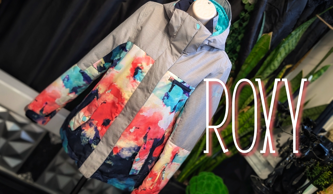 Roxy Grey Color Splatter Snowboard Jacket XS