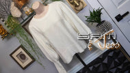 Sam & Jess Ivory White Lantern Sleeve Sweater SM-MD