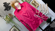 Lana Lee Hot Pink Satin Bling Dress Shirt sz10