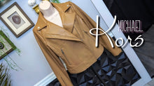 Load image into Gallery viewer, Michael Kors Caramel Pu Leather Moto Jacket

