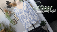 Sienna Sky Cornflower Blue Paisley Blouse LG