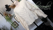 Load image into Gallery viewer, Abercrombie &amp; Fitch Ivory Lantern Sleeve Cable Knit Sweater SM
