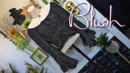 Blush Black Boho Ruffle Princess Sleeve Crop Top LG