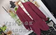 Lady Monica Vintage Burgundy Angora Sweater Cardigan XL