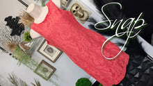 Load image into Gallery viewer, "Snap" Coral Lace Midi Sheath Dress SM
