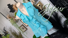 Load image into Gallery viewer, Jaipur Blue Smocked Ruffle Blouse Tank Top SM
