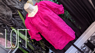 LOFT Pink Ruffle Cotton Blouse SM
