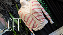Load image into Gallery viewer, LOFT Pink &amp; Tan Collegiate Cardigan MD
