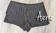 Load image into Gallery viewer, Aerie Grey Mesh Knit Embroidery Shorts XL
