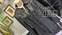 Load image into Gallery viewer, Peter Nygard Button Front Ruffle Leather Top sz8/SM-MD
