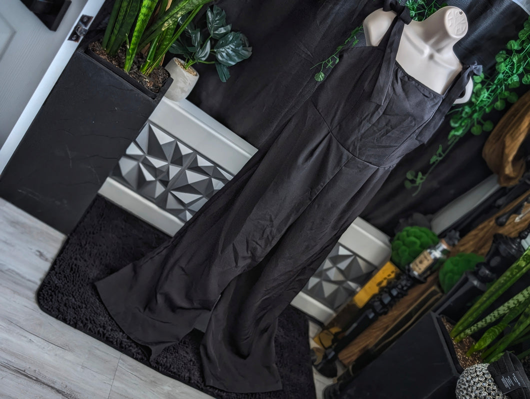 Shein Black Bow Romper Pant Jumpsuit 1XL