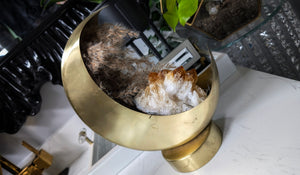 Citrine Crystal in Half Moon w/Pampas Grass