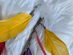 Colorful Dyed Feather Long Drop Earrings