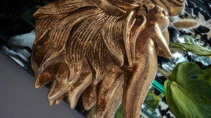 Gold Dragon Head Statue on Stand (has crack shown)