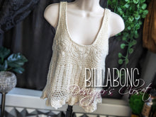 Load image into Gallery viewer, Billabong Boho Ivory Crochet Cotton Tank Crop Top MD
