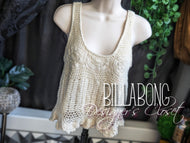 Billabong Boho Ivory Crochet Cotton Tank Crop Top MD