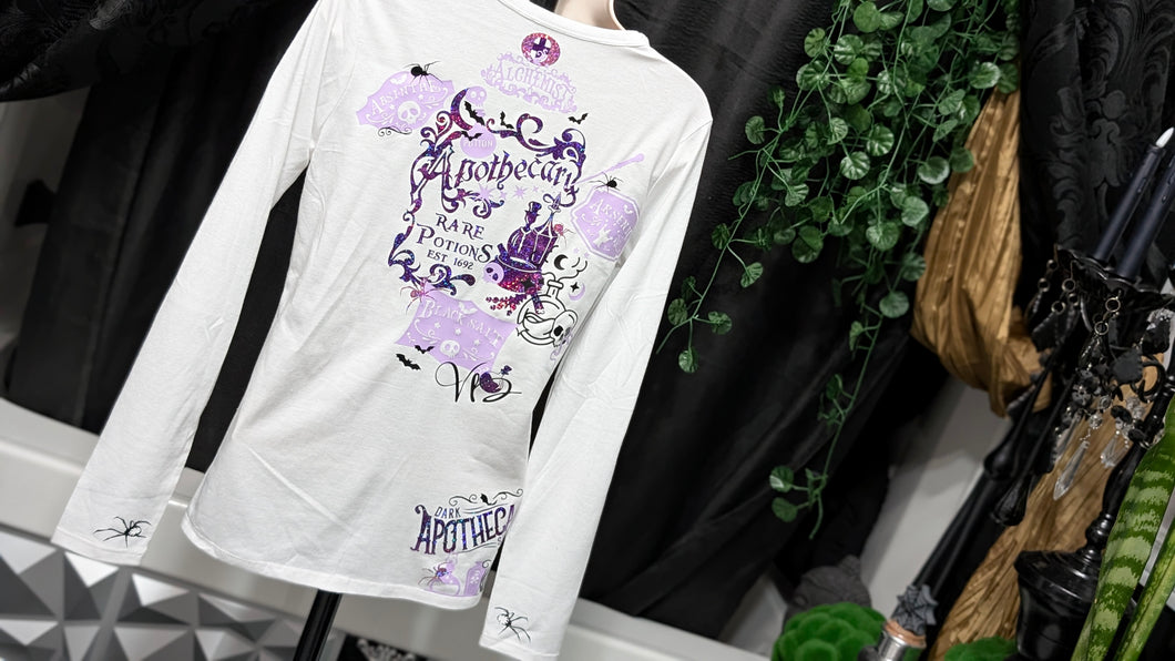 White Vixen Drip Gothic Glitter Apothecary Shirt MD