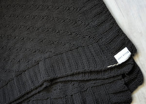 Bella Lux Dark Grey Knit Throw Blanket (50"x54")