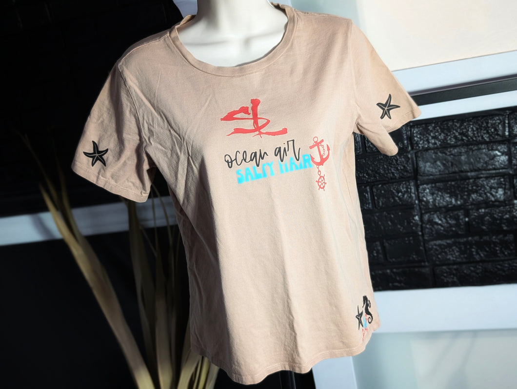 Ocean Air Salty Hair Glitter Tee T-Shirt MD
