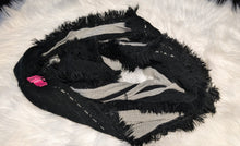 Load image into Gallery viewer, Black &amp; Grey Betsey Johnson Extra Long Infinity Scarf

