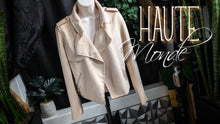 Load image into Gallery viewer, Haute Monde Tan Faux Suede Moto Jacket MD
