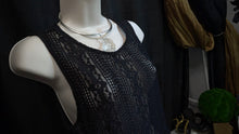 Load image into Gallery viewer, Rebellion Black Lace Sheer Tank Top Blouse LG
