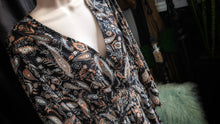 Load image into Gallery viewer, Devoted Black &amp; Coral Paisley Long Sleeve Maxi Dress 1X
