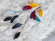Colorful Dyed Feather Long Drop Earrings