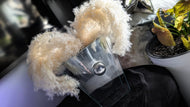 Vintage Glass & Chrome Metal Vase w/ Fluffy Pampas