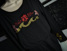 Load image into Gallery viewer, Ocean Vibes Hibiscus Bubbles Black Dress LG-XL
