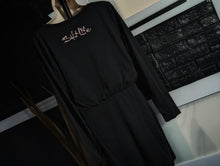 Load image into Gallery viewer, Ocean Vibes Hibiscus Bubbles Black Dress LG-XL
