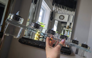 Crystal Candle Holder w/Black Glitter Tealites