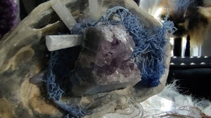 Amethyst Agate Selenite Crystal & Artificial Moss in Seashell