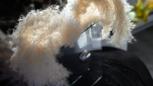 Vintage Glass & Chrome Metal Vase w/ Fluffy Pampas