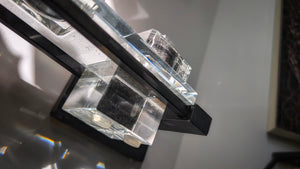 Crystal Candle Holder w/Black Glitter Tealites