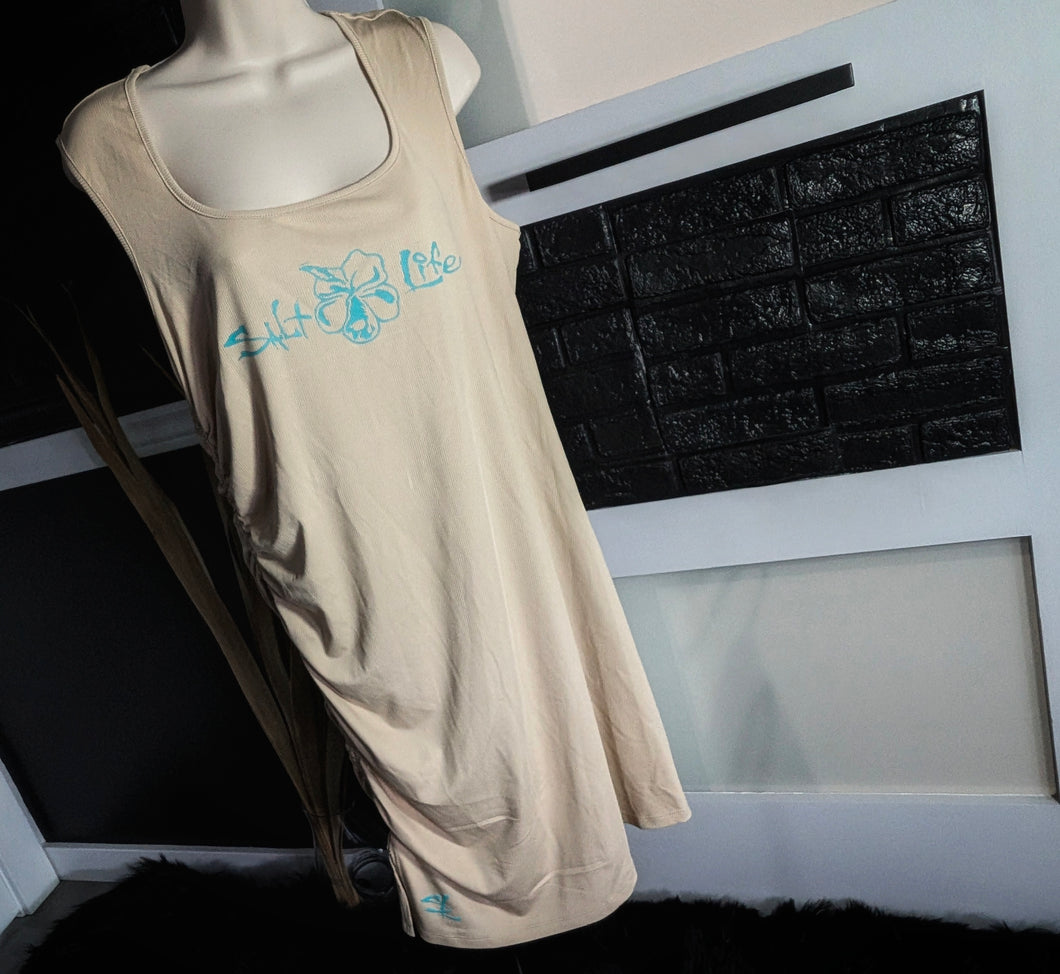 Ocean Vibes Hibiscus Flower Rouched Midi Dress XXXL