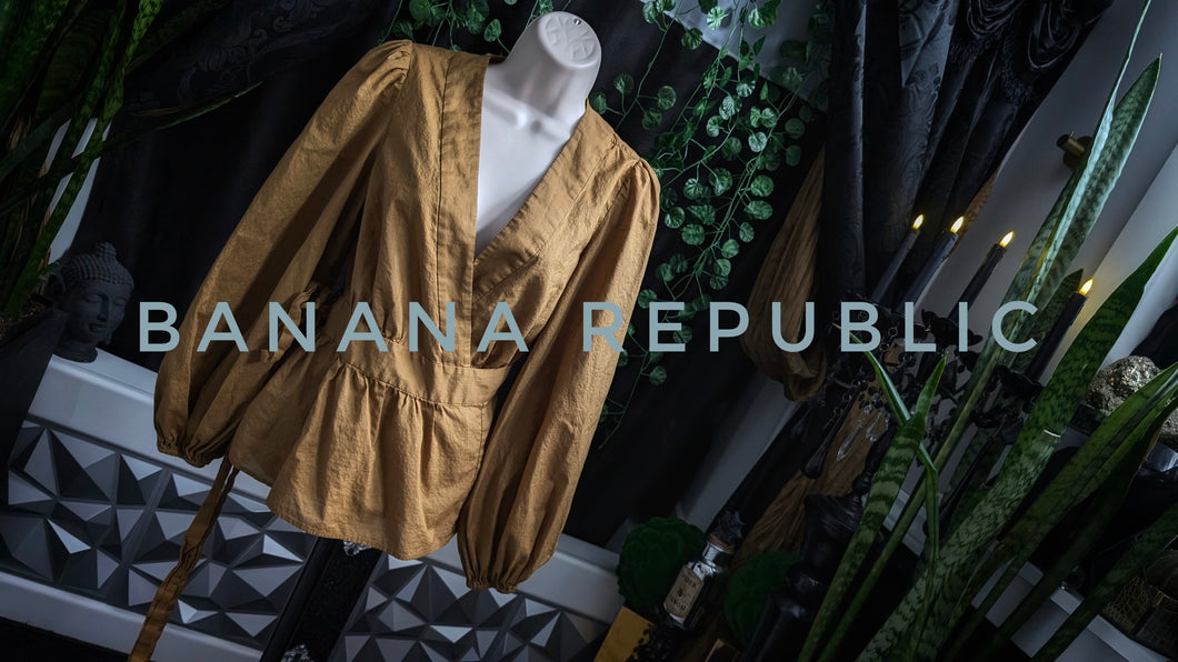 Banana Republic Tan Long Sleeve Blouse Top SM-MD