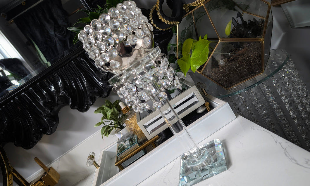 Glass & Bling Candle Holder & Chrome Bling Planter